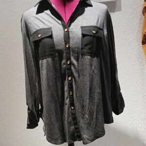 Knapp Studio Black and Gray Button-Up Shirt